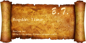 Bogdán Timur névjegykártya